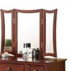 Modish Vanity Set Featuring Stool And Mirror Cherry Brown