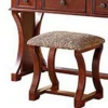 Modish Vanity Set Featuring Stool And Mirror Cherry Brown