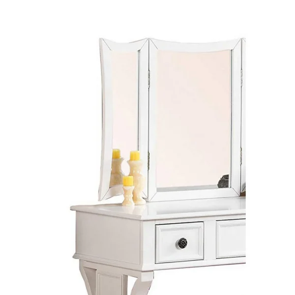 Modish Vanity Set Featuring Stool And Mirror White