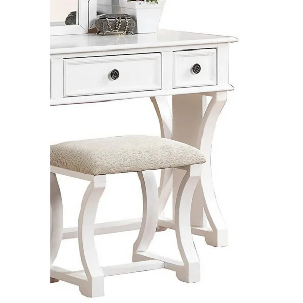 Modish Vanity Set Featuring Stool And Mirror White