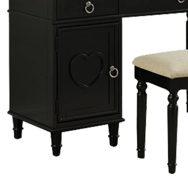 Seraph Vanity Set Featuring Stool And Mirror Black