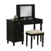 Seraph Vanity Set Featuring Stool And Mirror Black