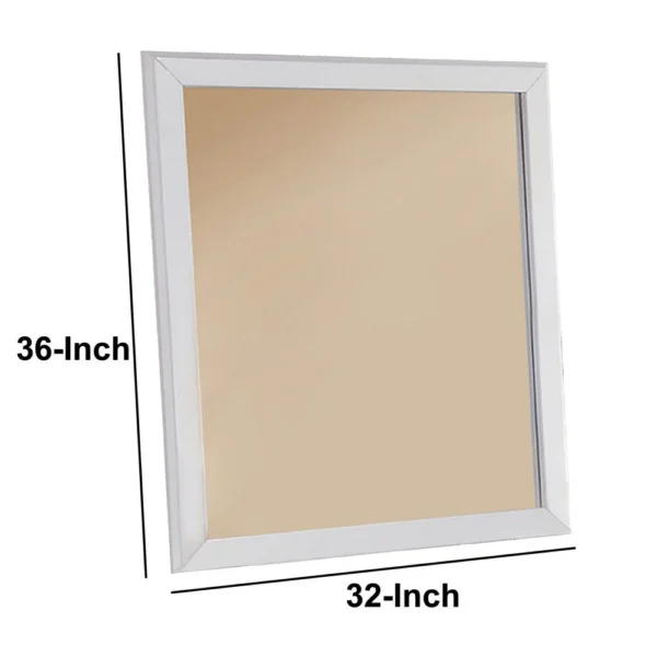 Mirror With Pine Wood Framing, White