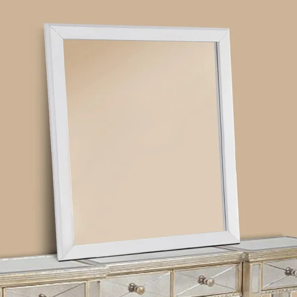 Mirror With Pine Wood Framing, White