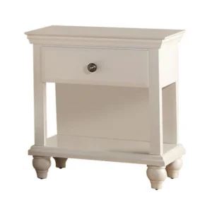 Poplar Wood Night Stand With Spacious Storage, White