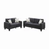 Linen Fabric 2 Pieces Sofa Set In Dark Gray
