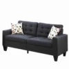 Linen Fabric 2 Pieces Sofa Set In Dark Gray