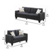 Linen Fabric 2 Pieces Sofa Set In Dark Gray