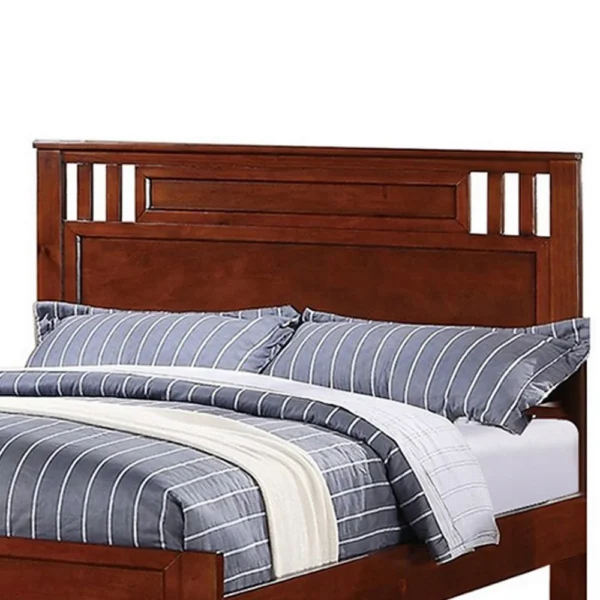 PDX-F9047T_1 Transitional Pine Wood Twin Bed, Panel Design Vertical Slats, Brown