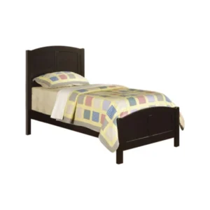 PDX-F9208 Wooden Twin Size Bed With Headboard And Footboard, Black