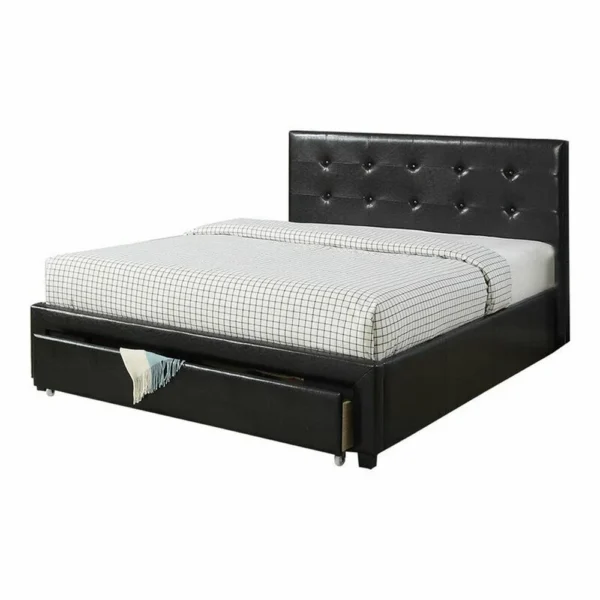 Vivid Full Bed WithDrawer,Black Pu