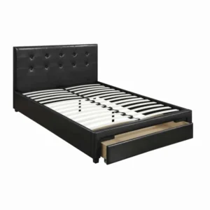 PDX-F9313F_1 Vivid Full Bed WithDrawer,Black Pu