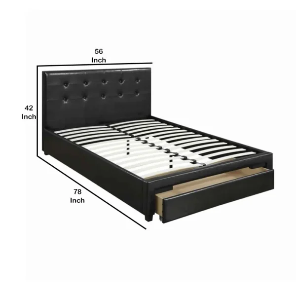 Vivid Full Bed WithDrawer,Black Pu