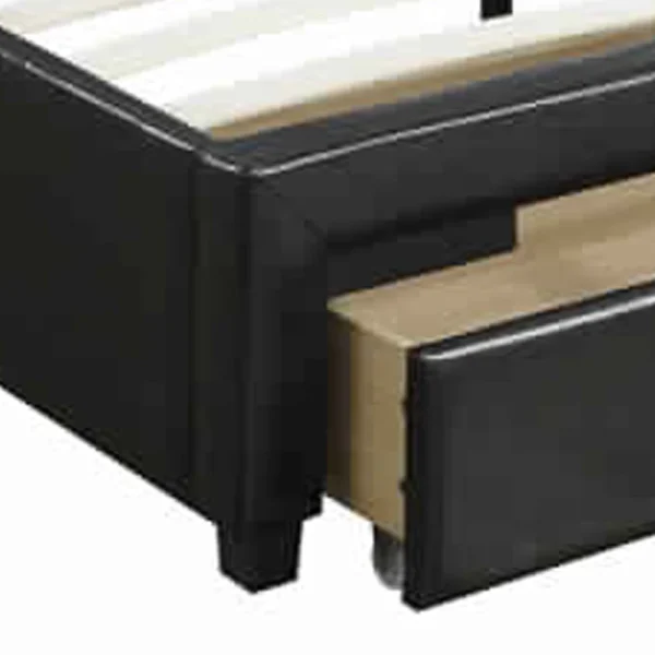 PDX-F9313Q_1 Captivating Queen Bed WithDrawer,Black Pu