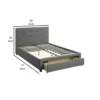 Upholstered Wooden Full Bed With Button Tufted Headboard & Lower Storage Drawer Gray