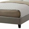 Elegant Wooden Full Bed With White PU Head Board, Gray