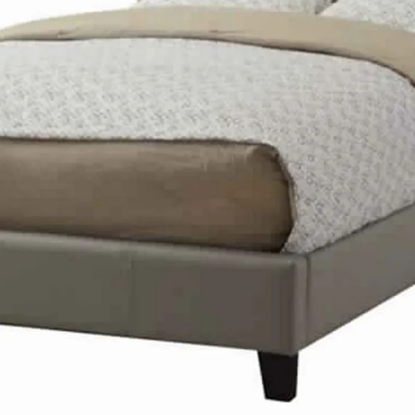 Elegant Wooden Full Bed With White PU Head Board, Gray