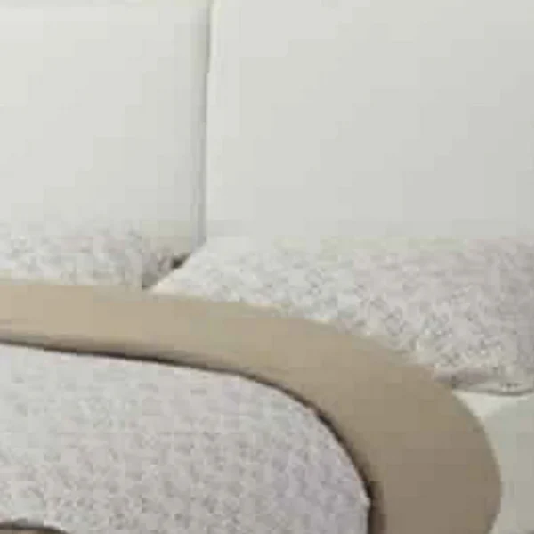 Elegant Wooden Full Bed With White PU Head Board, Gray