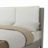 Elegant Wooden Full Bed With White PU Head Board, Gray