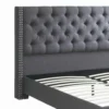 Polyfiber Upholstered Full Size Bed Featuring Nail head Trim Blue Gray