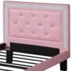 Polyurethane Twin Size Bed In High Headboard In Pink