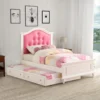 Cherub Twin Size Bed With Trundle In Pink And White