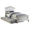 PDX-F9378 Cherub Twin Size Bed With Trundle In Silver And White