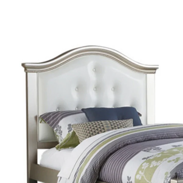 PDX-F9378_2 Cherub Twin Size Bed With Trundle In Silver And White