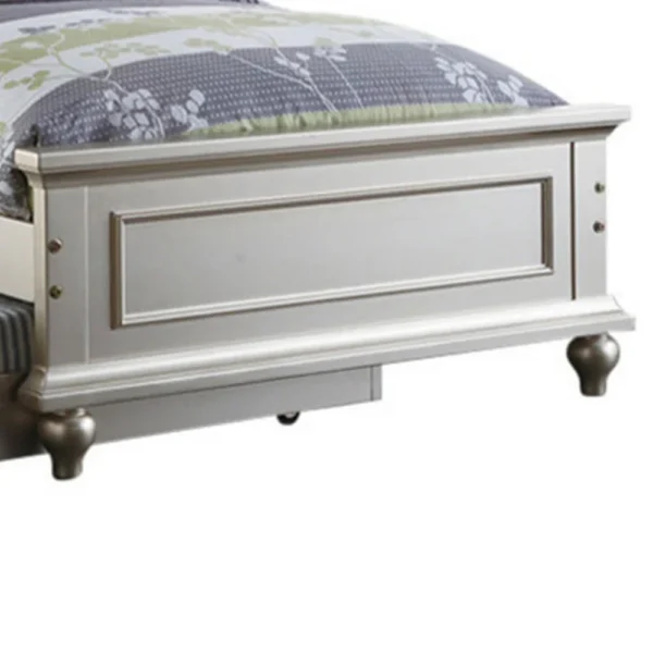 PDX-F9378_3 Cherub Twin Size Bed With Trundle In Silver And White