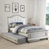 PDX-F9378_5 Cherub Twin Size Bed With Trundle In Silver And White