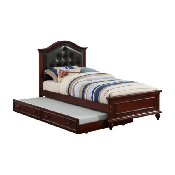Cherub Twin Size Bed With Trundle In Black And Cherry Brown