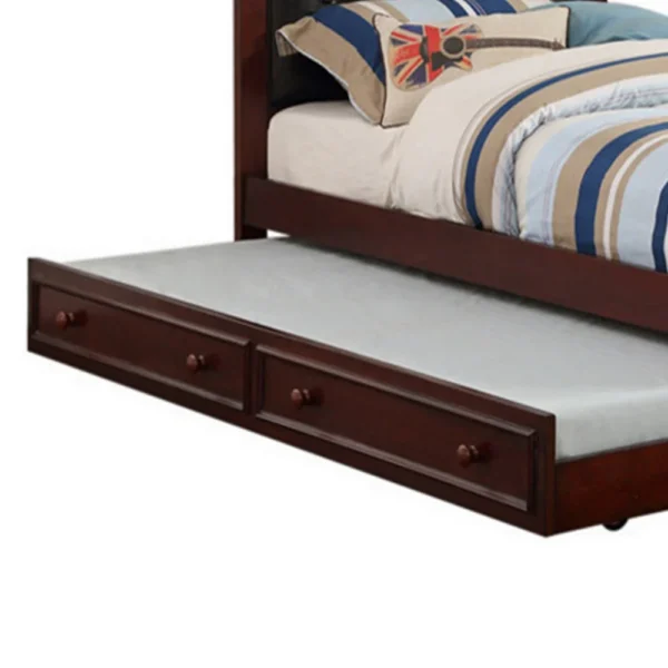 Cherub Twin Size Bed With Trundle In Black And Cherry Brown