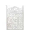 Aesthetically Carved 4 Panel Wooden Partition Screen/Room Divider, Distressed White