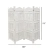 Aesthetically Carved 4 Panel Wooden Partition Screen/Room Divider, Distressed White