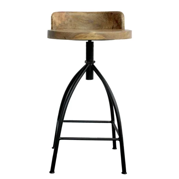 Pia 25-31 Inch Industrial Style Counter Height Stool with Adjustable Swivel Seat, Brown, Black