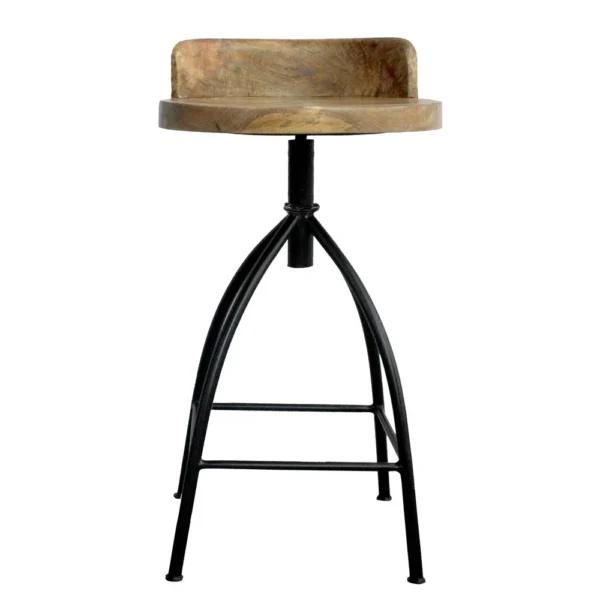Pia 25-31 Inch Industrial Style Counter Height Stool with Adjustable Swivel Seat, Brown, Black