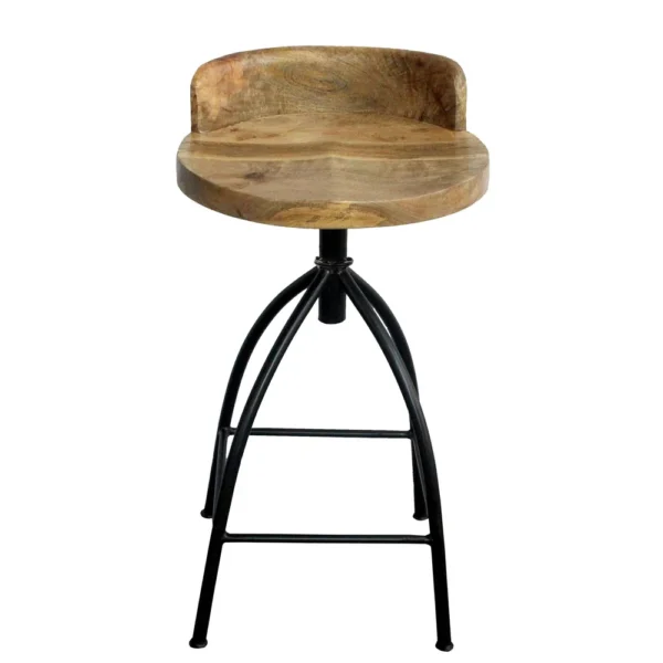 Pia 25-31 Inch Industrial Style Counter Height Stool with Adjustable Swivel Seat, Brown, Black