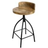 Pia 25-31 Inch Industrial Style Counter Height Stool with Adjustable Swivel Seat, Brown, Black