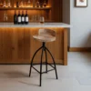 Pia 25-31 Inch Set of 2 Industrial Style Counter Height Stools with Adjustable Swivel Seat, Brown, Black
