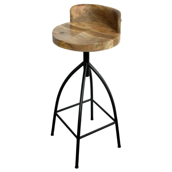 Pia 25-31 Inch Set of 2 Industrial Style Counter Height Stools with Adjustable Swivel Seat, Brown, Black