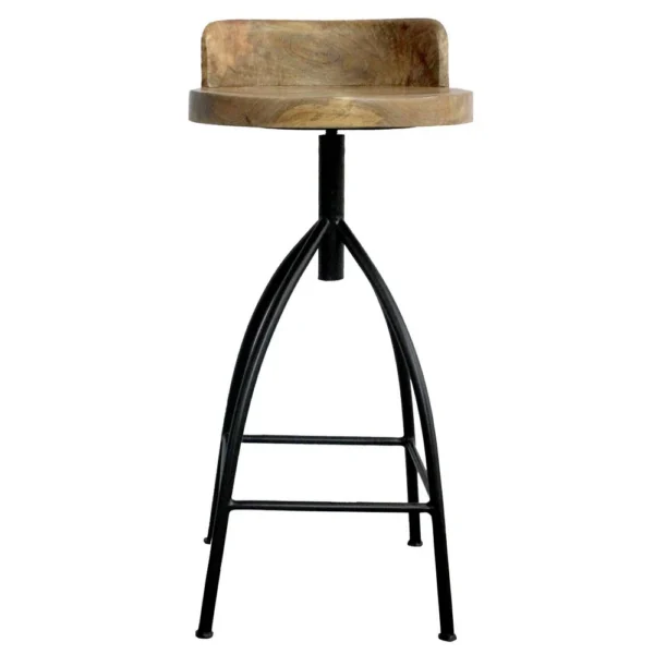Pia 25-31 Inch Set of 2 Industrial Style Counter Height Stools with Adjustable Swivel Seat, Brown, Black