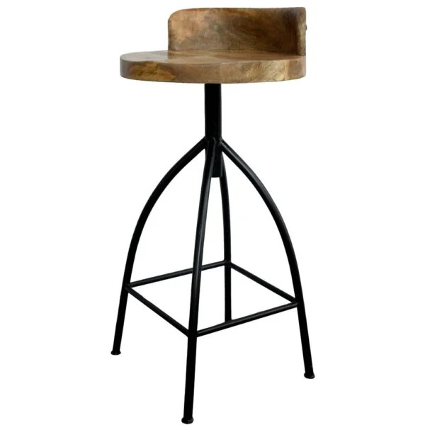 Pia 25-31 Inch Set of 2 Industrial Style Counter Height Stools with Adjustable Swivel Seat, Brown, Black