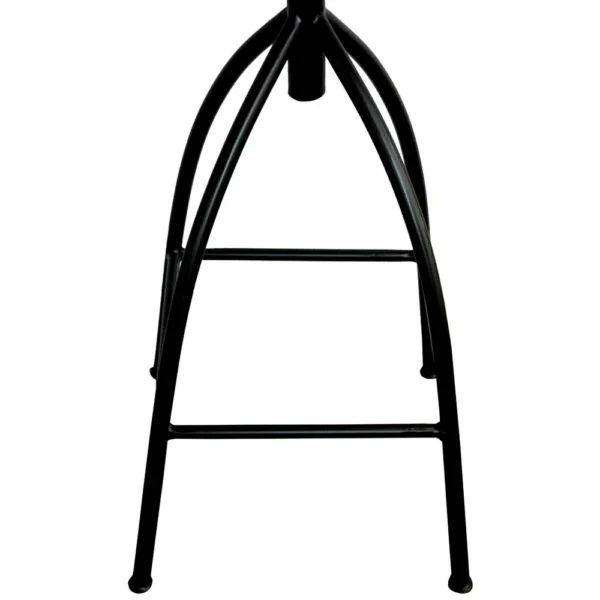 Pia 32-35 Extra Tall Adjustable Barstool, Natural Brown Mango Wood Seat, Black Iron Frame