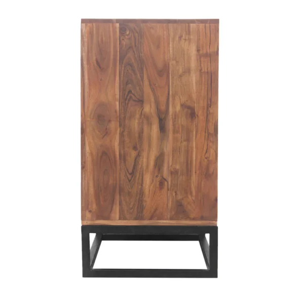 UPT-182996_3 Modern Acacia Wood Dresser or Display Unit With Metal Base, Walnut Brown and Black