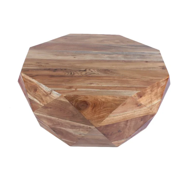 UPT-183796_2 Bon 33 Inch Diamond Shape Acacia Wood Coffee Table With Smooth Top, Natural Brown