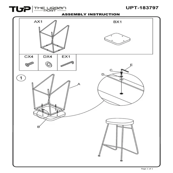 Jael 28 Inch Bar Stool with Mango Wood Saddle Seat, Iron Rod Legs, Brown and Black