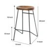 Jael 28 Inch Bar Stool with Mango Wood Saddle Seat, Iron Rod Legs, Brown and Black