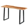Industrial Wooden Live Edge Desk with Metal Sled Leg Support, Brown and Black