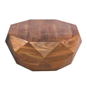 Bon 33 Inch Diamond Shape Acacia Wood Coffee Table With Smooth Top, Dark Brown