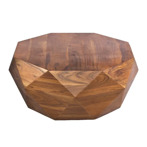 Bon 33 Inch Diamond Shape Acacia Wood Coffee Table With Smooth Top, Dark Brown